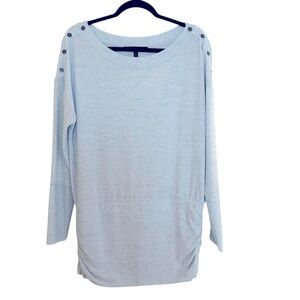 White House Black Market light blue sweater tunic with buttons Medium